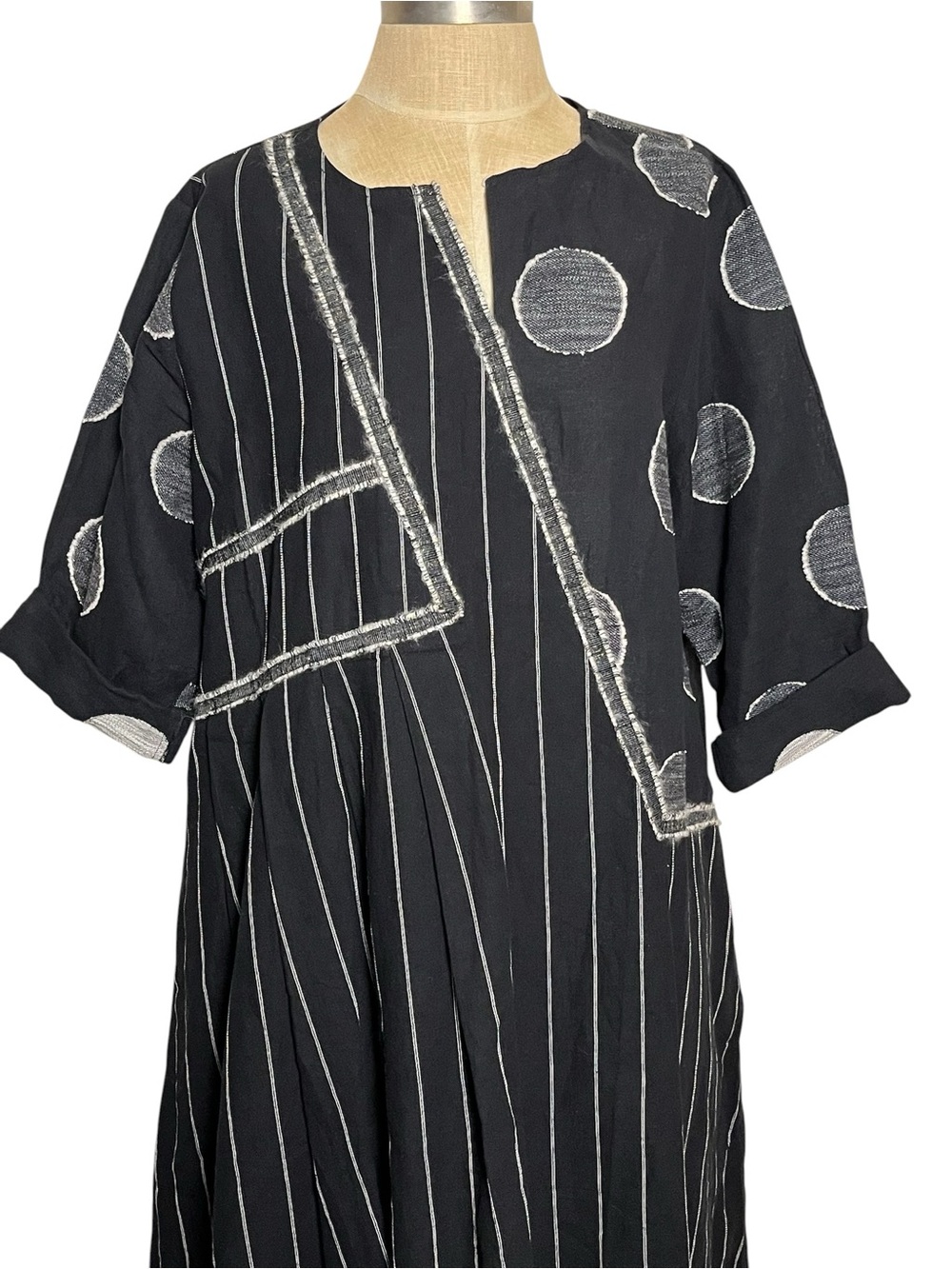 Lagenlook Black White Mixed Print Art to Wear Maxi Dress Eva Trends XL - Picture 2 of 9